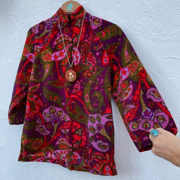 Vintage 60’s Flower Child Groovy Tunic Blouse/ Vintage Boho Hippie Paisley Top - Picture 5 of 13